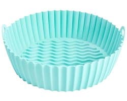 HipWare - Airfryer Siliconen mandje - Antiaanbaklaag - Vaatwasserbestendig - Rond - Cyaan