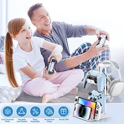 Gaming Headset Stand en Controller Houder met Aluminium Steun - Universele Hoofdtelefoonhouder voor Mobiele Apparaten — thumbnail 4