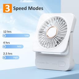 Draagbare Mini USB Ventilator met 3 Snelheden en 2000mAh Batterij - Verstelbare 135° voor Thuis en Kantoor — thumbnail 3