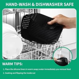 PromoHome 2-stuks Siliconen Airfryer Bakvormen Set - Hittebestendig tot 205°C - Geschikt voor Airfryers, Ovens en Magnetrons - Inclusief Antiaanbaklaag en Dubbele Handgrepen - Zwart — thumbnail 5