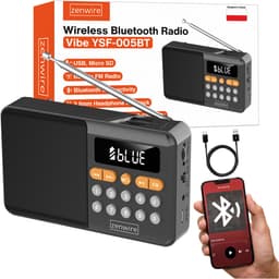Zenwire Vibe YSF-005BT - FM-radio - Luidspreker - Bluetooth - Draagbaar - SD-kaartlezer - Piekvermogen - 13 W - Werkt op batterijen - Mini-jack - USB - USB-C - Telescopische antenne - LCD-scherm — thumbnail 1