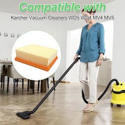 3-pack vervangingsfilters, vlakgeplooide filters, HEPA-filter accessoirekit, vlakgeplooide stofzuigervervangingsfilters geschikt voor Karcher WD5 WD4 MV4 MV5 stofzuigers — thumbnail 4