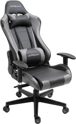 GTRacer Pro - Game Stoel - Gaming Stoel - Ergonomische Bureaustoel - Gamestoel - Verstelbaar - Gaming Chair - Zwart / Grijs — thumbnail 3