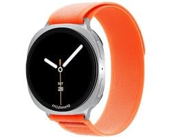 Stravo Trail Loop Nylon Sport bandje - Geschikt voor Samsung Galaxy Watch 8 (40/44mm) / 8 Classic (46mm) - Oranje - Zachte nylon horlogeband met klittenbandje voor Samsung smartwatch