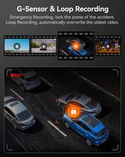 WOLFBOX i07 Dashcam, 3-kanaals Dashcam Camera met WiFi en GPS, 4K+1080P voor Voor & Interieur, 2.5K 1600P+1080P+1080P, 3" LCD met Super IR Nachtzicht, 24-uurs Parkeerbewaking, Max. 512 GB (Draadloos Voor & Achter) — thumbnail 4