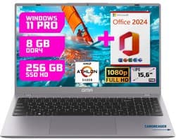 GMR 15.6" Laptop voor Thuis & Studie - Athlon Silver - 8GB/256GB - Windows 11 Pro + Office 2024