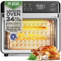 TurboTronic AFO330 AirChef Pro – Airfryer Oven – 34L – 19 Programma’s – 40°C tot 230°C – Heteluchtoven – 2100W – RVS – Multi Smart Oven - Zilver — thumbnail 1