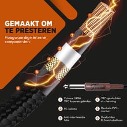 Finesse Gitaarkabel PRO - 300 cm - Jack 6.35mm - Audio Kabel - Instrumentkabel - Gitaar Kabel — thumbnail 2