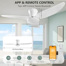 Plafondventilator met licht en afstandsbediening – 100 cm, 60 W, omkeerbare motor, 6 snelheden, voor alle seizoenen — thumbnail 4