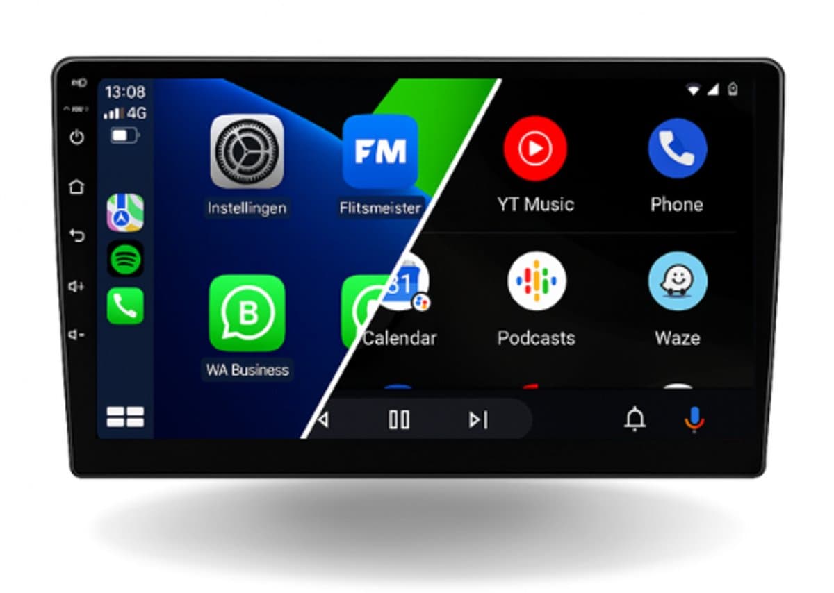 10″ Android 13 Navigatiesysteem – 2DIN Autoradio – Draadloze Apple CarPlay & Android Auto – 32GB – Bluetooth – WiFi – Plug & Play – Inclusief Achteruitrijcamera Bekabeling — afbeelding 1