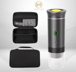 Nova Loom - Draagbaar Espressomachine Pro inclusief Travelbag en houder voor auto, thuis en camping - Multifunctionele 3-in-1 draagbare elektrische reiskoffieapparaat - Capsule, cups en Poeder - Donker grijs - draadloos - makkelijk oplaadbaar — thumbnail 1