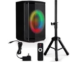 Pyle Bluetooth Party Speaker – 8 inch Woofer – 120W – TWS, USB/Micro SD/FM – LED Ringverlichting – Inclusief Statief – Draagbaar – Binnen/Buiten