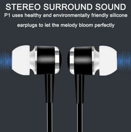 Bedrade oortjes - In Ear Oordopjes - Oortjes met Draad en Microfoon - Extra Bass - 3,5mm Jack Aansluiting - 120cm kabel - Zwart — thumbnail 5