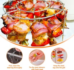 Ronde Airfryer Grill - RVS - Airfryer-rek - Airfryer-accessoires - Voor Airfryer-bakken en koken - Rond rek voor de airfryer - 16*10 cm — thumbnail 4
