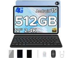 Doogee T40 Tablete Avec Clavier 8GB RAM+512GB ROM (TF 2TB) Helio G99 Batterij 8580mAh 11 "2.5K Android 15 Face ID Dual 4G LTE,Blauw