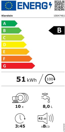 Klarstein Vaatwasser Velaire 45 cm - vrijstaand, 10 couverts, 9 programma's, stil 42 dB, energieklasse B, AquaStop, kinderslot, compact ontwerp - Vaatwasmachine - voor Keuken - Energiezuinig - Dishwasher - Afwasmachine — thumbnail 2