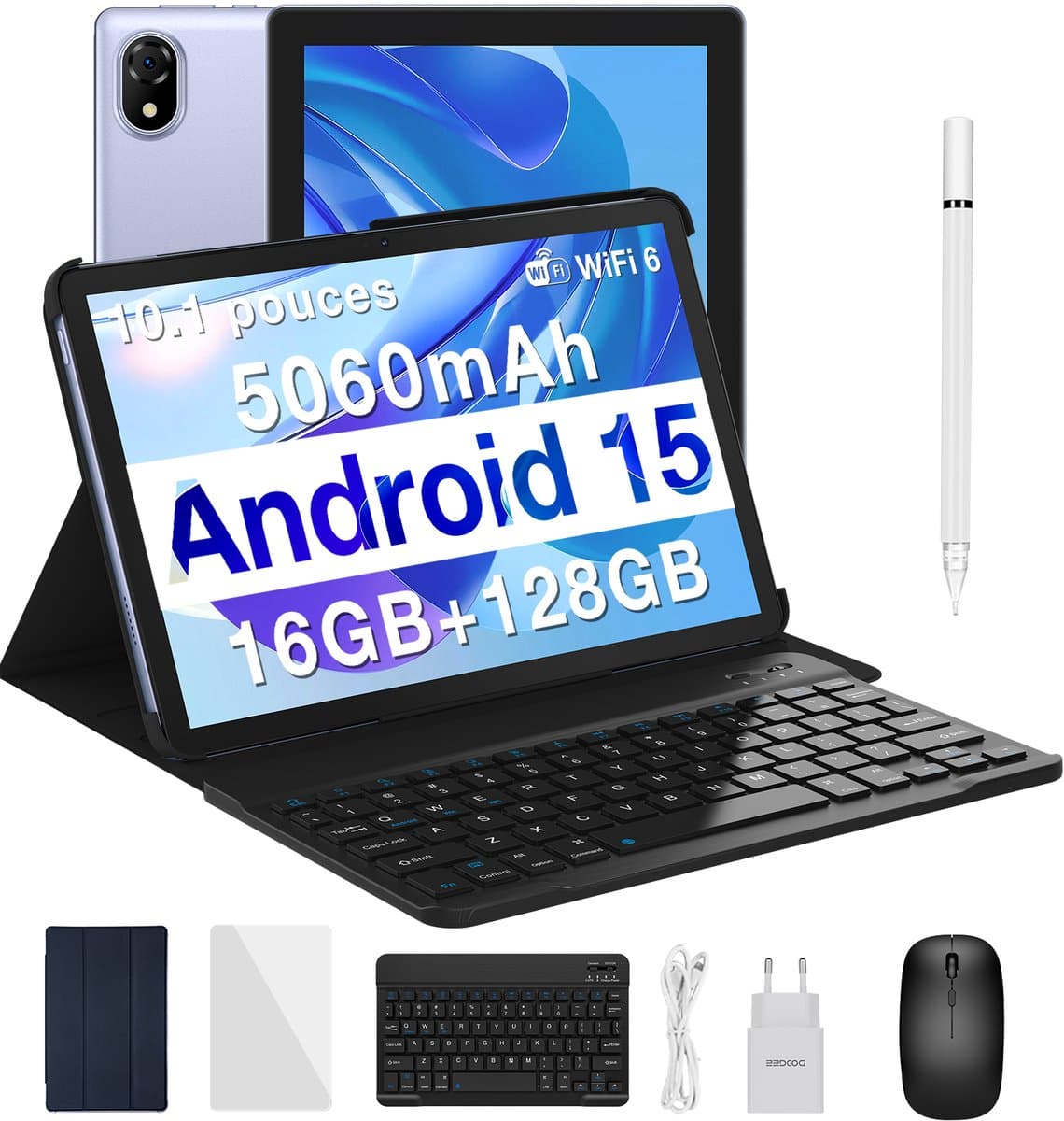 Doogee U10 - Tablet - 16GB RAM+ 128GB ROM (2TB TF) - 10,1 inch - Face ID - 5060 mAh - Android 15.0 - WiFi 6 - Met toetsenbord Mouse - Paars — afbeelding 1