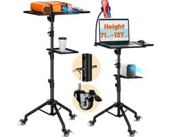 ApexArte® Projector Statief – Beamer Statief Met Laptop Verdieping – Verstelbaar Standaard – Met Wieltjes - Zwart