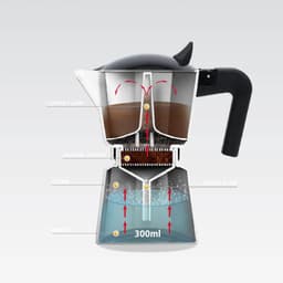 Maestro Aluminium Koffiezetter voor 3 Kopjes (150 ml) - Zwart — thumbnail 3