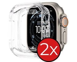 Hoesje - 2 Stuks - Geschikt voor Apple Watch Ultra 3 (49 mm) - Sterk & Shockproof - Siliconen Case Cover - Smartwatch Full Bumper Hoes - Transparant