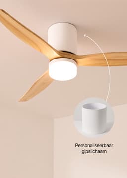 CREATE - Stille plafondventilator 40W Ø132cm 100% hout met aanpasbare gipsen behuizing - Met licht - Afstandsbediening - WIND CALM CONCRETE — thumbnail 3