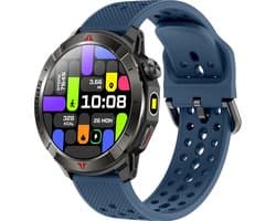 Knobbout Outdoor GPS Smartwatch – 1.43” AMOLED Scherm (466×466) – Bluetooth Bellen – Always-On Display (AOD)-Dubbele Frequentie + 6-Satelliet Locatie – Kompas, Hoogtemeter, Barometer – 100+ Sportmodi – IP68 Waterdicht – 10 Dagen Batterijduur- Blauw