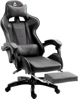 Gotagee Bureaustoel Gamingstoel Ergonomische Gamestoel Met Lendensteun un voetpedalen Hoogte en Ligfunctie Zwart — thumbnail 3