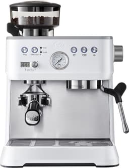 Solis Grind & Infuse Perfetta Pistonmachine - Espressomachine met Maler - RVS Koffiemachine met Ingebouwde Bonenmaler - Wit — thumbnail 1