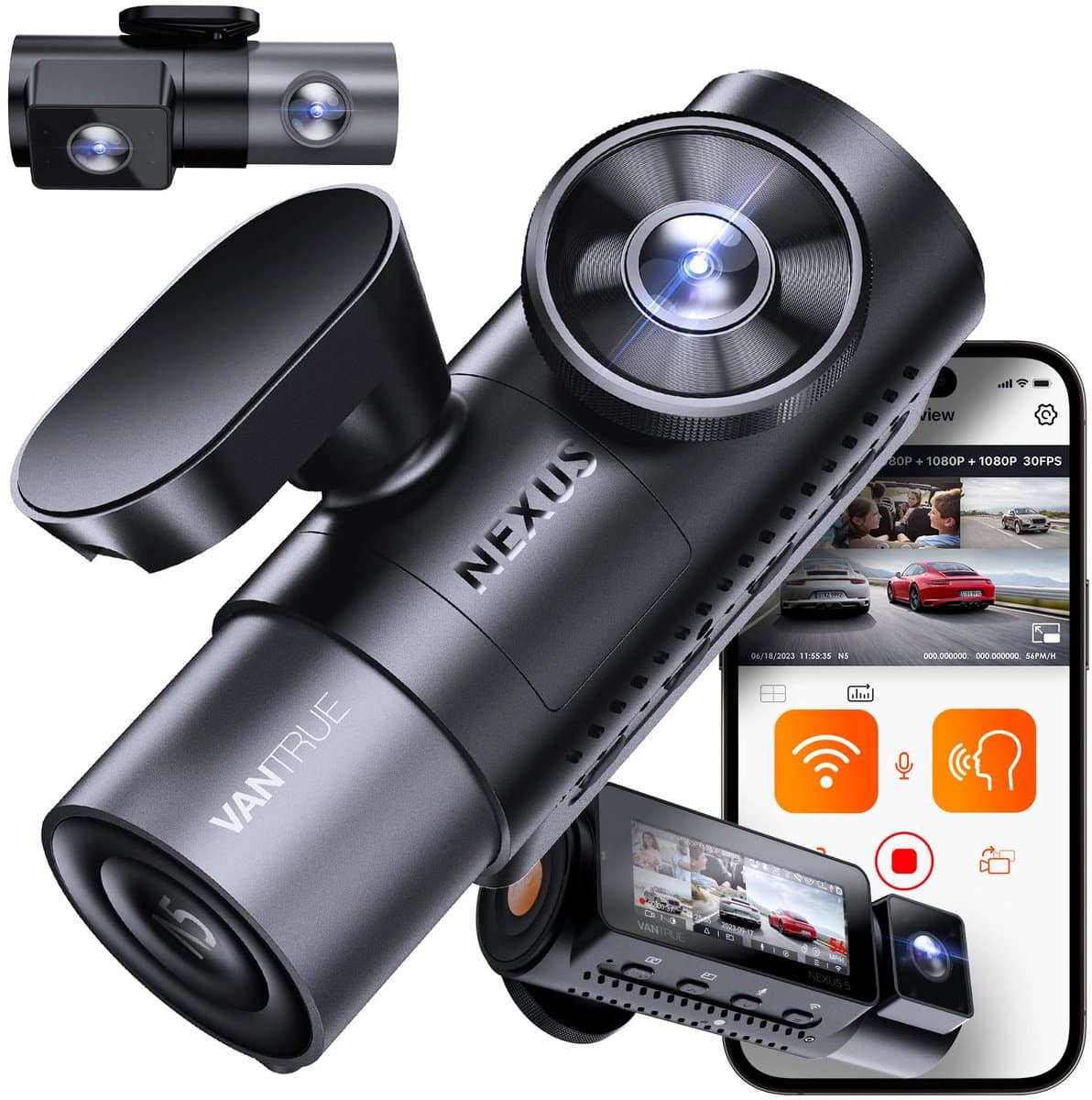 Vantrue N5 2K QuadHD 4CH Wifi GPS 360 graden dashcam voor auto - Vier camera's met 360 graden zicht - Wifi en GPS - Parkeermodus — afbeelding 1