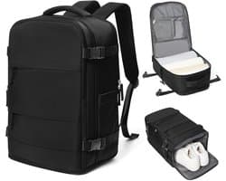 Rugzak met Laptopvak en Vak Voor Natte Kleding - Zwart - Luxe Laptop Rugtas - Waterdicht - Schooltas - Handbagage Rugzak - Waterafstotend - Schoenenvak - Rugzakken - Boekentas - Heren en Dames - Normale Rugzak - Rugtas - Reistas