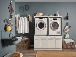 Duo Wasmachine kast - Wasmachine verhoger - Duo wasmachine meubel - Wasmachine en droger ombouw meubel - Wit - Hoogte 167 cm - Wasmachine ombouwkast — thumbnail 1