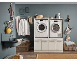 Duo Wasmachine kast - Wasmachine verhoger - Duo wasmachine meubel - Wasmachine en droger ombouw meubel - Wit - Hoogte 167 cm - Wasmachine ombouwkast