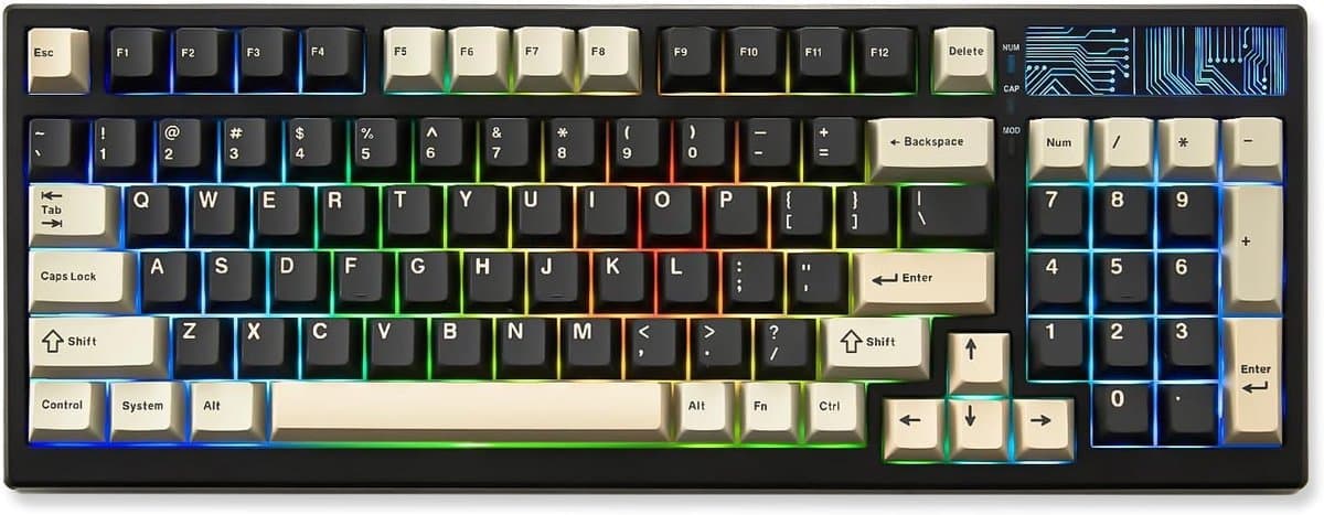 Yunzii - YZ98 - Zwart - Mechanisch Draadloos Toetsenbord - 98% - Qwerty - Gaming Keyboard - RGB Lichten - Cacao Cream V2 Switches — afbeelding 1