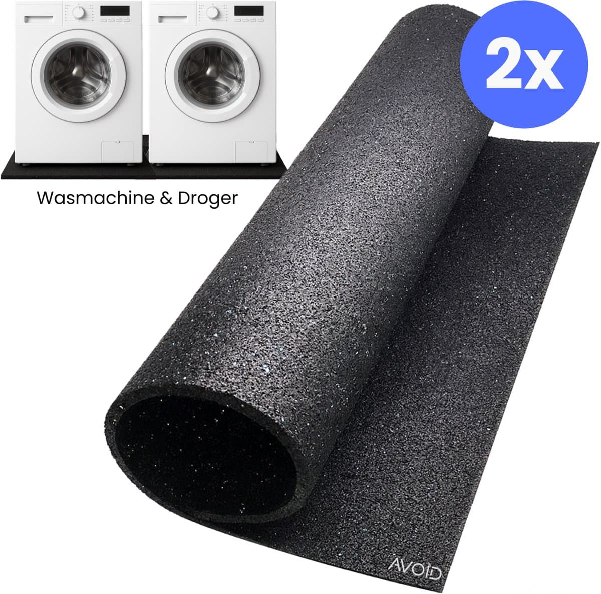 AVOID® 2x Anti Tril Mat voor Wasmachine en Droger - Geluiddempend, Anti-Slip en Trillingsvrij voor Stabiele Apparaten — afbeelding 1