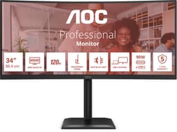 AOC E4 CU34E4CV computer monitor 86,4 cm (34") 3440 x 1440 Pixels UltraWide Quad HD LCD Zwart — thumbnail 1