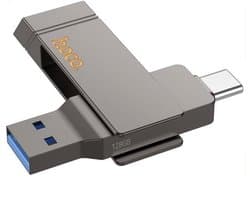 Hoco Razendsnelle 2-in-1 USB Stick 128GB - USB-C & High-Speed USB 3.0 Flash Drive - 2 in 1 Geheugen Stick Geschikt voor Telefoon, PC, Laptop, Tablet - Stevige Zinklegering Memory Stick Opslag