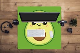 Muismat XXL 80x80 cm - Bureau onderlegger - Bureau mat Avocado - Groen - Speels - Bureaumat - Gaming mousepad xl - Bureaulegger groot - Computer deskmat — thumbnail 4
