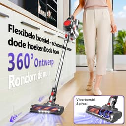 Elekiatech Steelstofzuiger - Steelstofzuiger Draadloos - 2600 mAh Accu - 50 Minuten - 1,3 L Stofbak - voor Tapijten en Harde Vloere — thumbnail 3