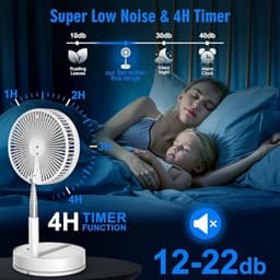 Stille Oscillerende Ventilator met Afstandsbediening - 9 Inch Mini-USB Tafelventilator met Timer - Draagbare Ventilator voor Slaapkamer, Kantoor en Camping — thumbnail 1