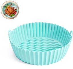 7.5inch Airfryer siliconen bakplaat - Ronde Airfryer siliconen binnenkant - Herbruikbaar - Keuken- en kookaccessoire - Siliconen bak- en kookplaat - Antiaanbak bakvorm - Hittebestendig - Met handvat - Geschikt voor Airfryers - Groen — thumbnail 1