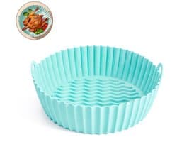 7.5inch Airfryer siliconen bakplaat - Ronde Airfryer siliconen binnenkant - Herbruikbaar - Keuken- en kookaccessoire - Siliconen bak- en kookplaat - Antiaanbak bakvorm - Hittebestendig - Met handvat - Geschikt voor Airfryers - Groen