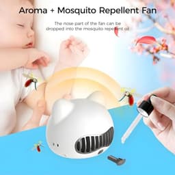 Stroller Fan Met Oplaadbare Accu en Aroma Verdeler - Handventilator en Tafelventilator in Bladloze Ontwerp — thumbnail 5