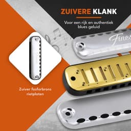 Finesse Mondharmonica – C Majeur – met Case - voor Volwassenen & Kinderen - Zilver — thumbnail 2