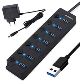 USB 3.0 Splitter 7 Poorts met 5V/2A Adapter en Individuele Aan/Uit-schakelaar — thumbnail 1