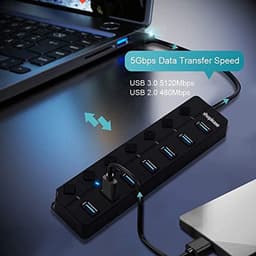 USB 3.0 Splitter 7 Poorts met 5V/2A Adapter en Individuele Aan/Uit-schakelaar — thumbnail 3