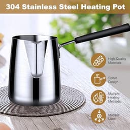 Turkse Koffie Maker Boter Verwarmer Mini RVS Griekse Koffie Verwarmende Smeltende Melkpan met Tuit voor Thuis Café, 350ml Koffie Verhitpan, — thumbnail 3