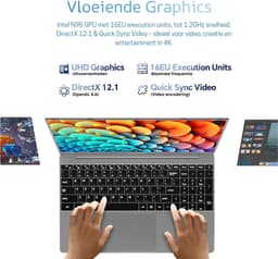 Fubzz Laptop F16 Pro 15.6 inch - Intel N95 CPU - 16GB RAM - 512GB SSD - Full HD IPS Scherm - Wifi 6 - Bluetooth 5.0 - Verlicht Keyboard — thumbnail 5