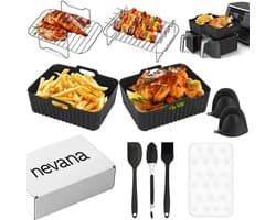 Nevana Airfryer Accessoires - Pizza pan - Spiesrek - Rooster - Heteluchtfriteuse Accessoires Set - Geschikt voor alle Airfryers XL en XXL - Rechthoekvorm