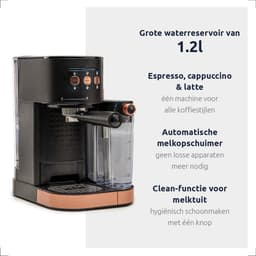 BluMill Koffiemachine - Pistonmachine - Espressomachine - Automatische Melkschuimer & 2 portafilters - 1,2 Liter Waterreservoir — thumbnail 5