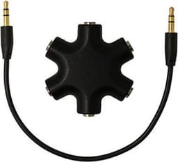 WiseGoods - Premium Audio Splitter - Aux Splitter - Koptelefoon Splitter - 6 Ingangen - 3.5mm - Zwart — thumbnail 3